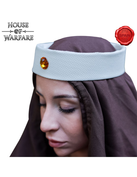 Tocado medieval tipo Garlanda em branco