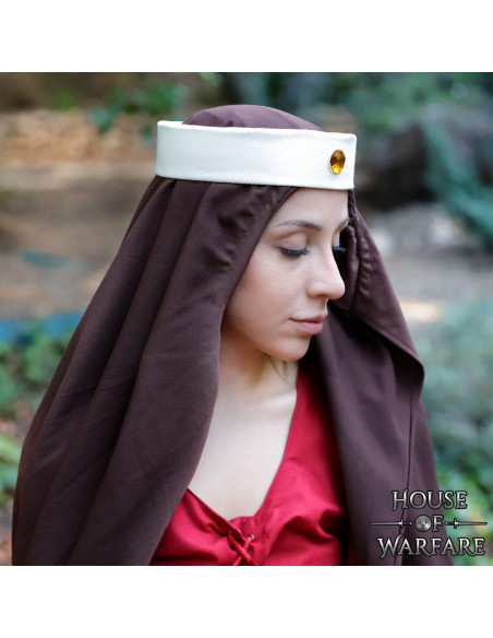 Tocado medieval tipo Garlanda em branco