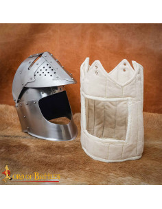 forro acolchoado de lona para capacete medieval