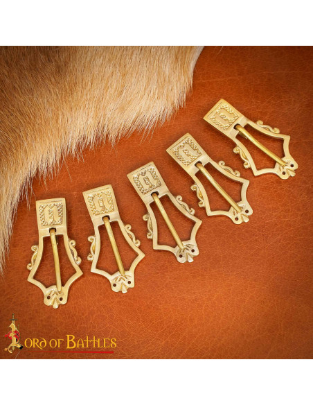 Conjunto de 5 fivelas de latão lira...