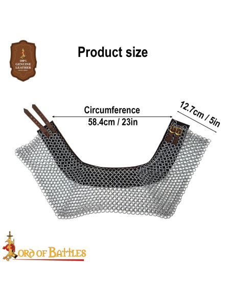 Gorgueira de malha medieval de aço...