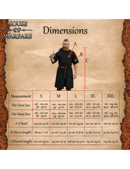 Gambesão medieval acolchoado de manga...