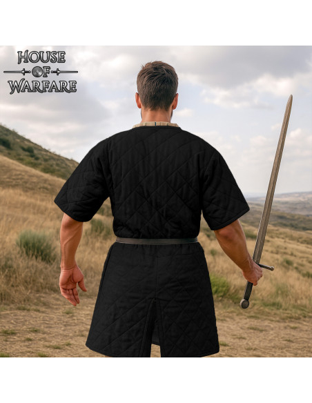 Gambesão medieval acolchoado de manga...