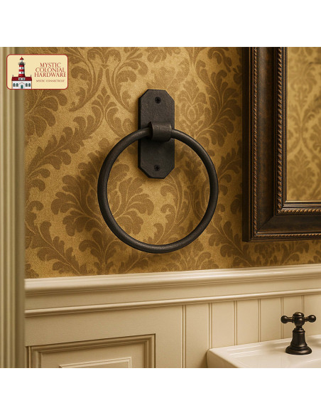 Aro toallero rústico de ferro forjado...