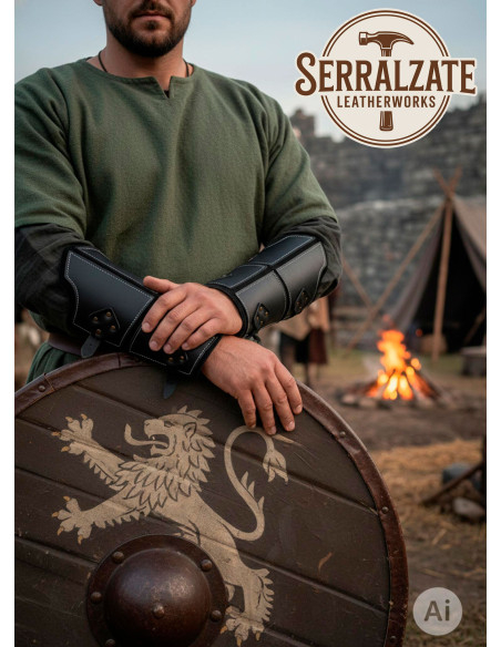 Braceletes de couro genuíno negro de...