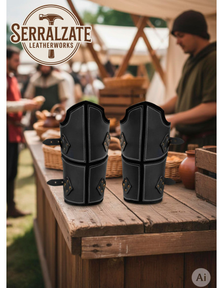 Braceletes de couro genuíno negro de...