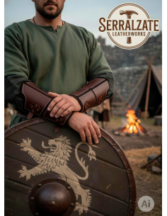 Braceletes de couro marrom genuíno guerreiro medieval 2