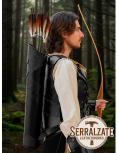 Alforje de couro genuíno preto para as costas