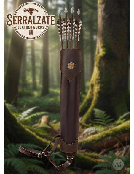 Aljava de couro marrom genuíno para...