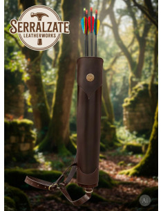 Aljava de couro marrom genuíno para costas