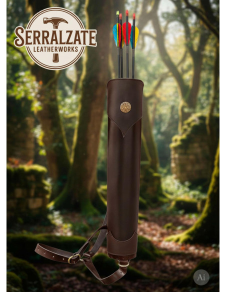 Aljava de couro marrom genuíno para...