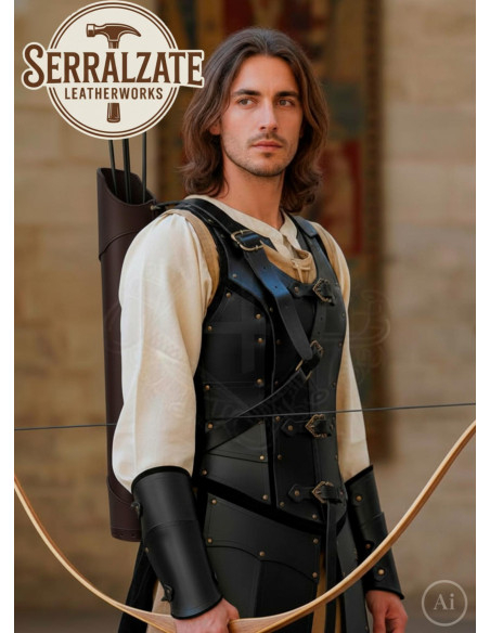 Aljava de couro marrom genuíno para...