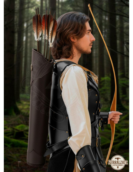 Aljava de couro marrom genuíno para...