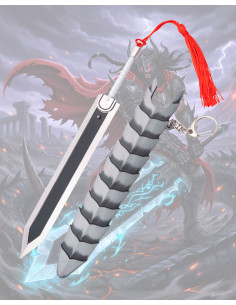 Chaveiro mini espada do Matadragões de Berserk, com suporte