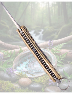 Faca miniatura com design de abalone lâmina de aço 420... 2