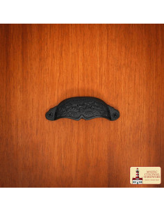 Puxador rústico de ferro fundido com folhas para gabinete