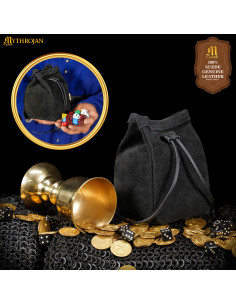 Carteira de camurça medieval para LARP e feiras