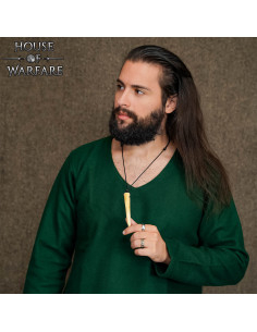 Colar de chifre de boi polido natural com cordão 2