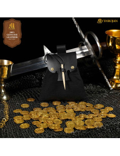 Bolsa Medieval Mythrojan em lona e couro preto