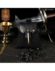 Bolsa Medieval Mythrojan em lona e couro preto 2