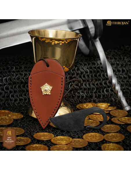 Faca de pescoço forjada com leão...