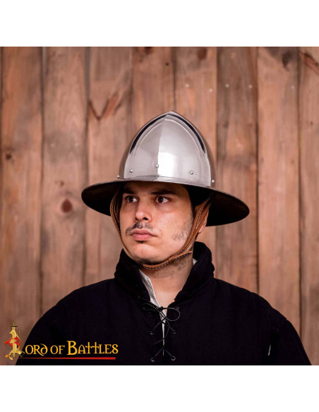 Elmo medieval Kettle Aço Polido...