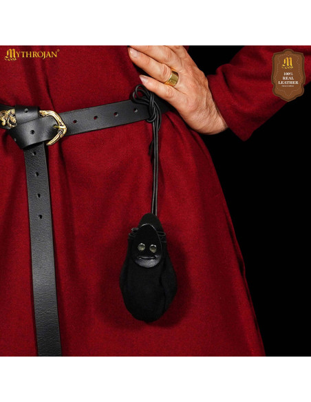 Bolsa medieval de camurça com cordão...