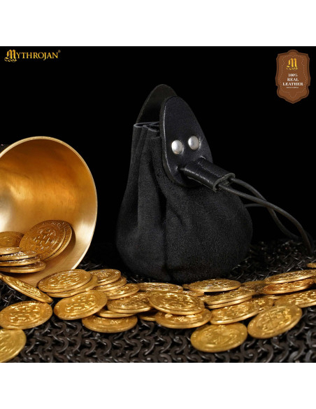 Bolsa medieval de camurça com cordão...