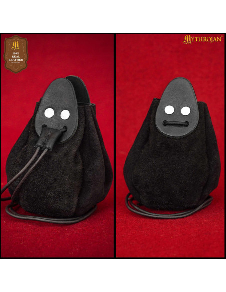 Bolsa medieval de camurça com cordão...