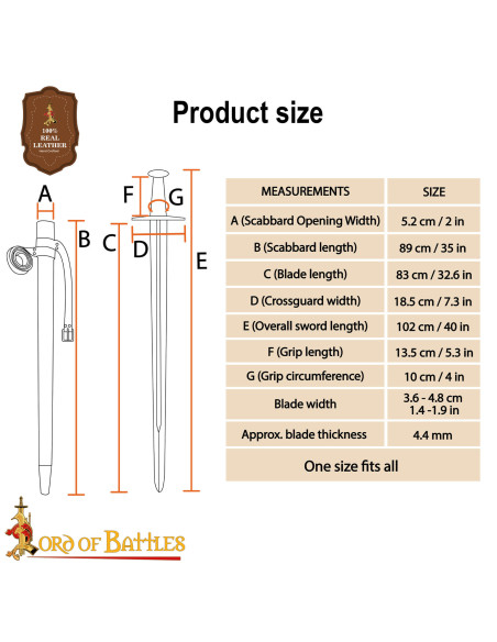 Espada Normanda Tipo XI Aço Tratado...