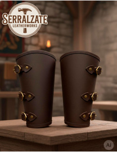 Braceletes medievais para guerreiros, marrons