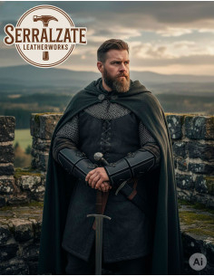 Grebas de guerreiro medieval em couro preto genuíno 2