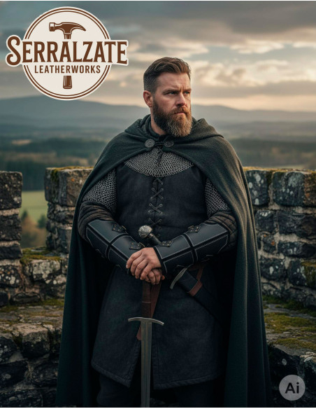 Grebas de guerreiro medieval em couro...