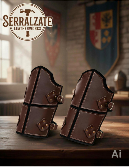 Grebas de guerreiro medieval em couro...