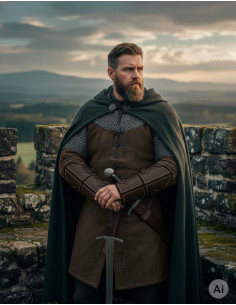 Grebas de guerreiro medieval em couro marrom genuíno