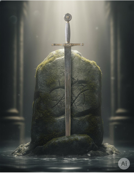 Espada Excalibur com acabamentos em...