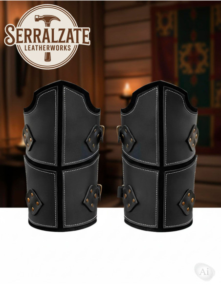 Grebas de guerreiro medieval em couro...