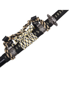 Katana decorativa Tradicional Japonesa preta, detalhes em... 2
