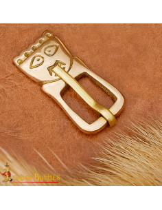 Fivela medieval de latão século XIV, cabeça de rei 2