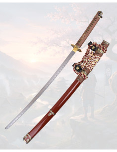 Tachi decorativo 102 cm aço acetinado bainha granada