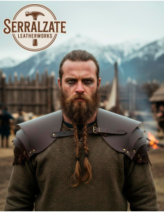 Homens de ombro guerreiro vikingo de couro marrom escuro