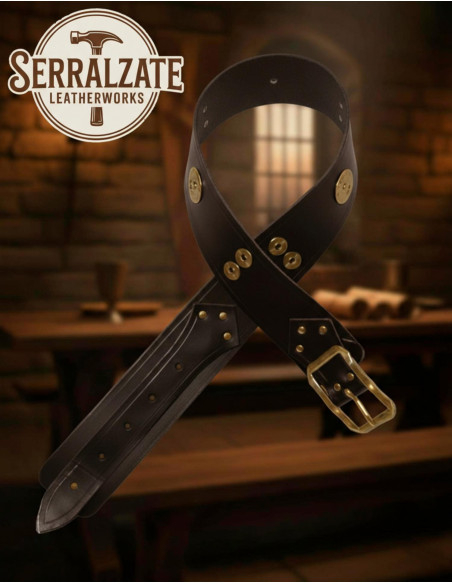 Cinturão largo medieval de couro...