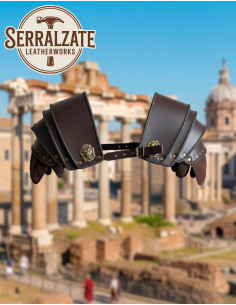 Omoplatas de legionario romano em couro, marrom escuro