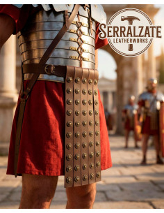 Cinto romano militar couro marron 4 pteryges 2