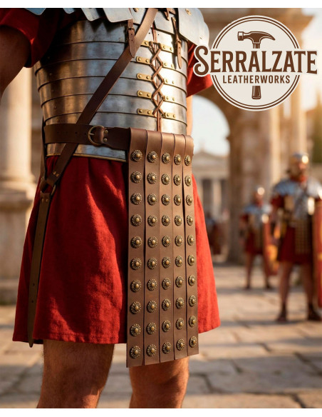 Cinto romano militar couro marron 4...