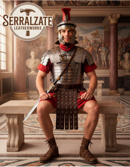 Cinto romano militar couro marron 4...