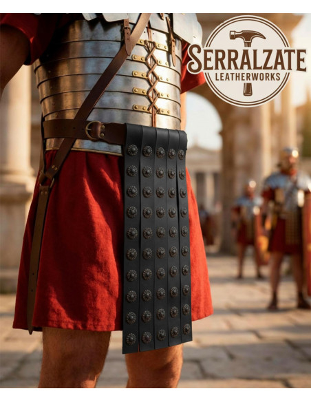 Cinto militar romano em couro preto,...