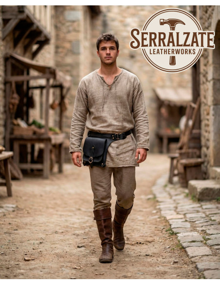 Bolsa medieval de couro de alta...