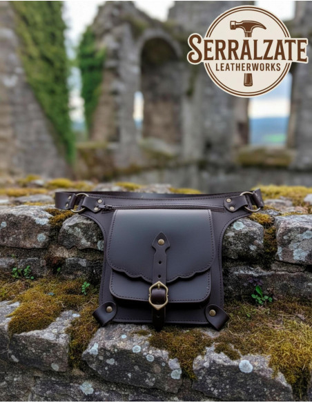 Bolsa medieval de couro de alta...