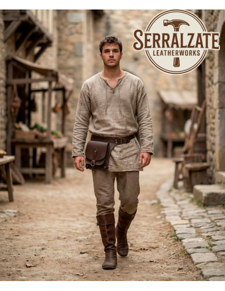 Bolsa medieval de couro de alta...